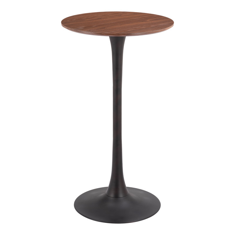 Auray Bar Height 23.8" Pedestal Dining Table, Brown, Black