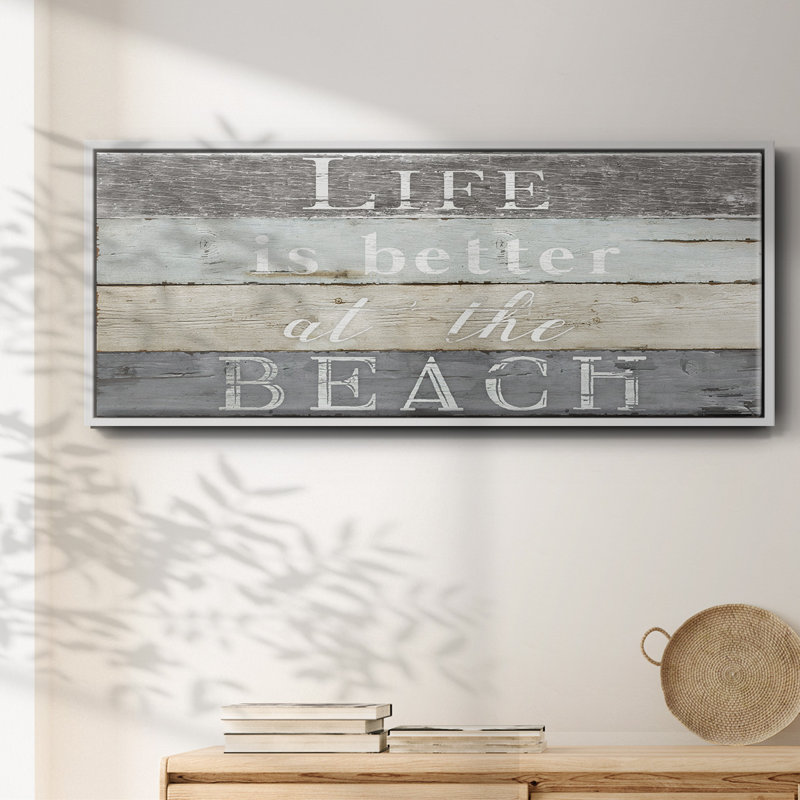 Life Better Beach- Framed Canvas, 12" H x 30" W
