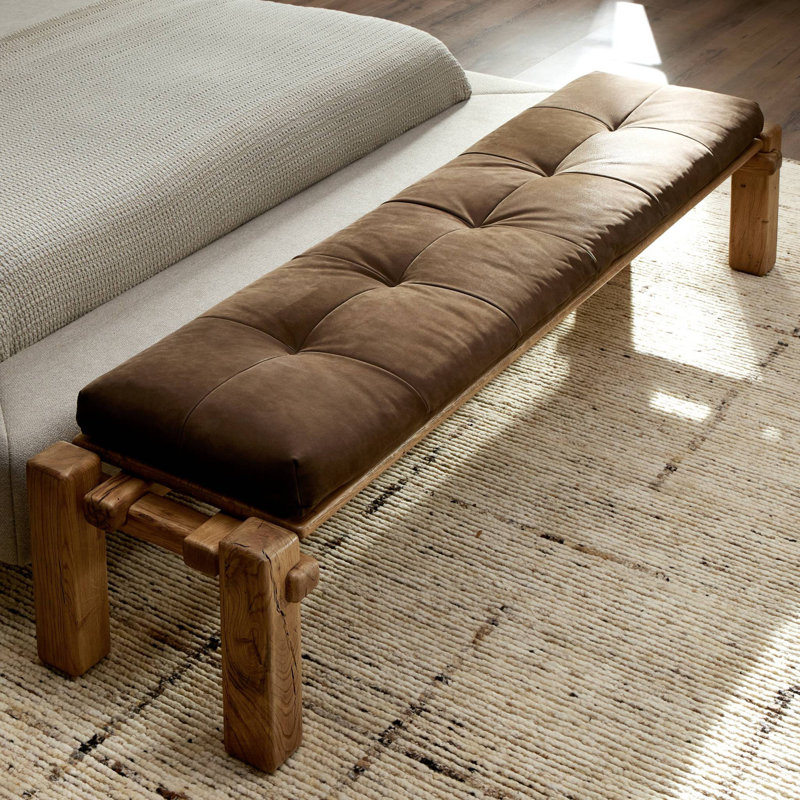Marcia Leather Bench, Brown