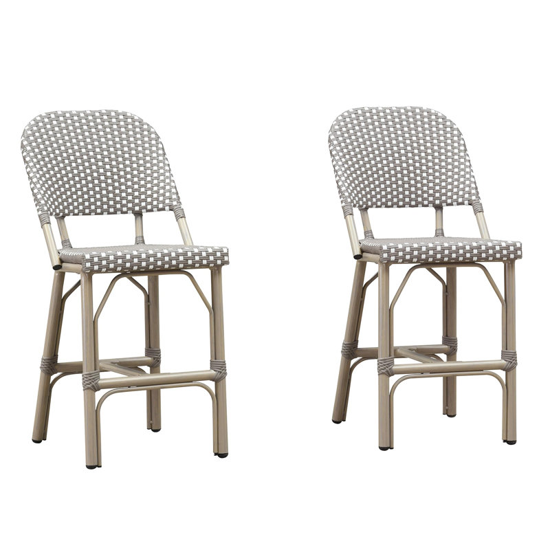 Ensemble de 2 tabourets de bar à hauteur mauve pour l'extérieur, Gris, Gris