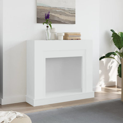 Fireplace Surround White Engineered Wood 39.4 x 11.8 x 34.4 in Decorative Mantel Frame