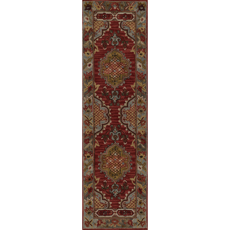 Momeni Tangier Traditional Medallion Red Area Rug, Runner 2'3" x 8'