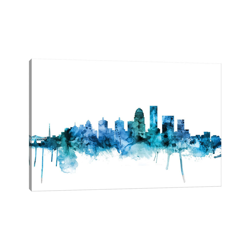 Louisville, Kentucky City Skyline by Michael Tompsett - 1 Piece Wrapped Canvas Wall Art, 30.48 cm H x 45.72 cm W