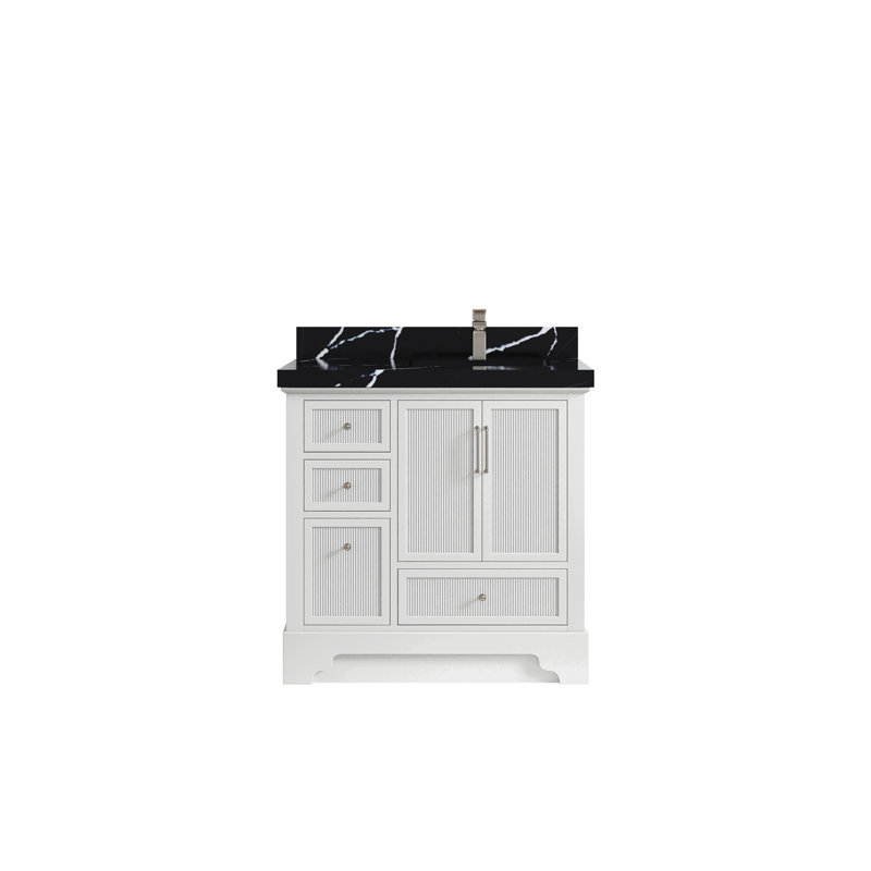 Meuble-lavabo simple 36 po avec plateau en quartz Alys