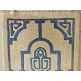 Antique Geometric Hand Knotted Pile Ivory White 1920's Chinese Art Deco Rug