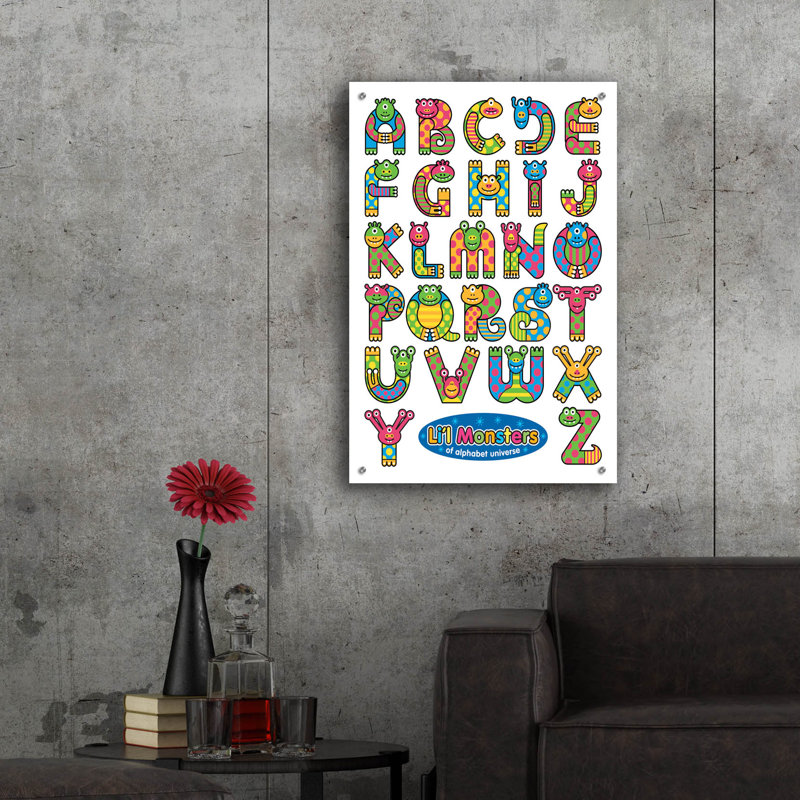 Li'l Monsters of Alphabet Universe »par Ron Magnes, art mural en verre acrylique, H 36 po x l 24 po x P 0,2 po