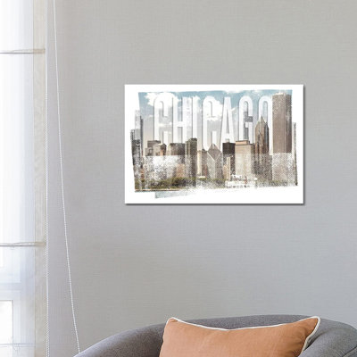 Chicago Skyline | Vintage by Melanie Viola - Wrapped Canvas Print