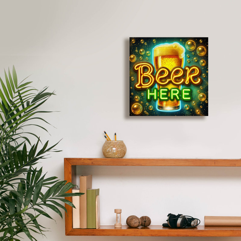  «Beer Here» par Rey Klimt, art mural sur toile, 37 po x 37 po, H 12 po x l 12 po x P 0,75 po