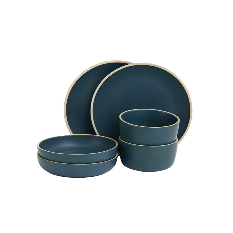 Service de vaisselle 6 pièces, service pour 2, Bleu