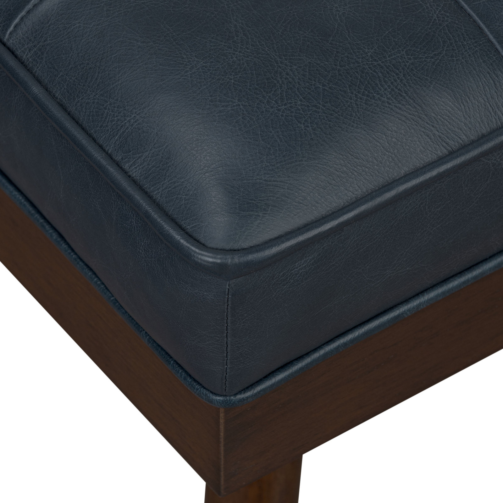 Luca 55" Genuine Leather Entryway Bench, Deepsky Blue