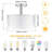 3-Light Semi Flush Mount Ceiling Light Fixture, Drum Light With Double Fabric Shade, Modern Close To Ceiling Lamps For Dining Room Kitchen