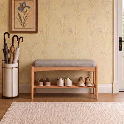 Assembled Solid Beech Upholstered Shoe Bench