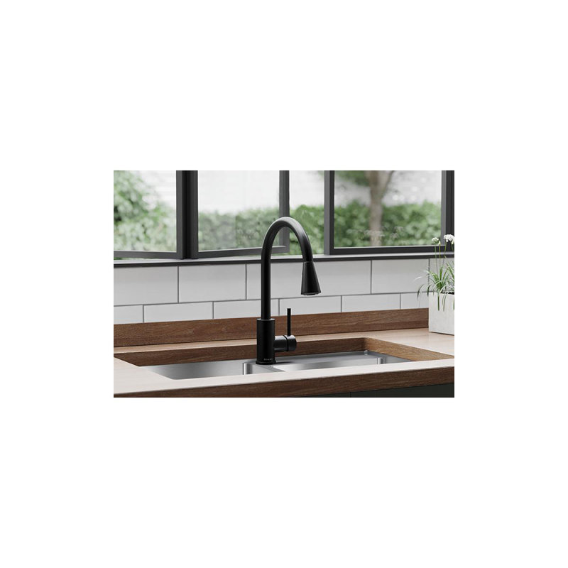 Robinet de cuisine à poignée simple Avado, Noir mat