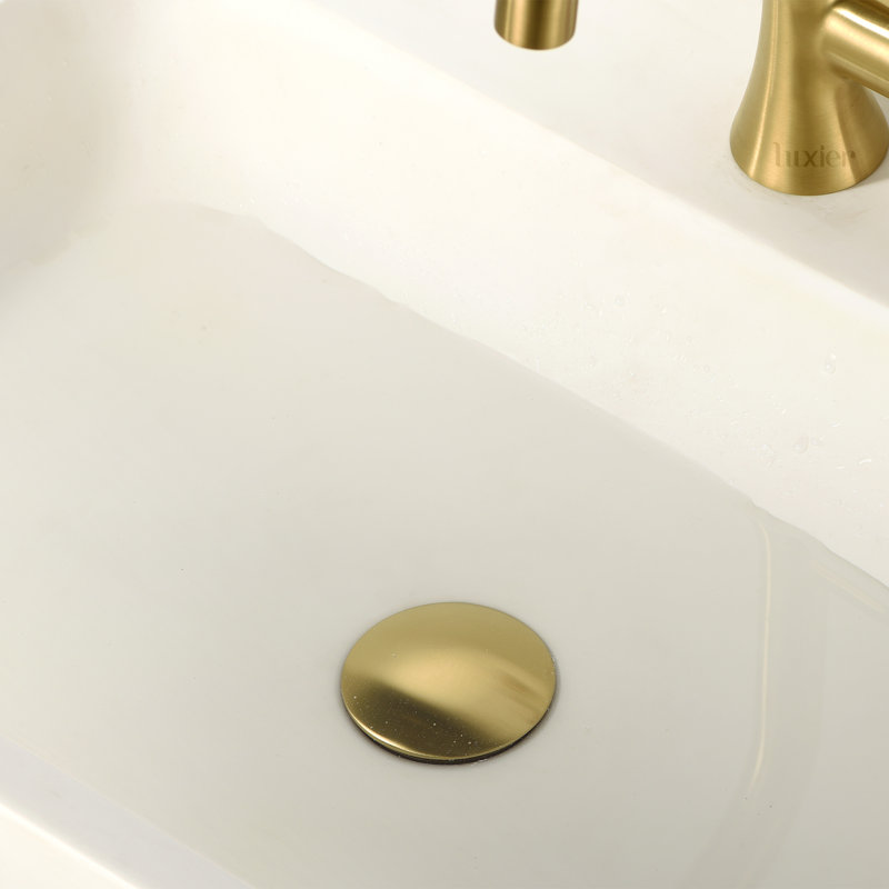 Pop-Up Bathroom Sink Drain Stopper with No Overflow, Brushed Gold