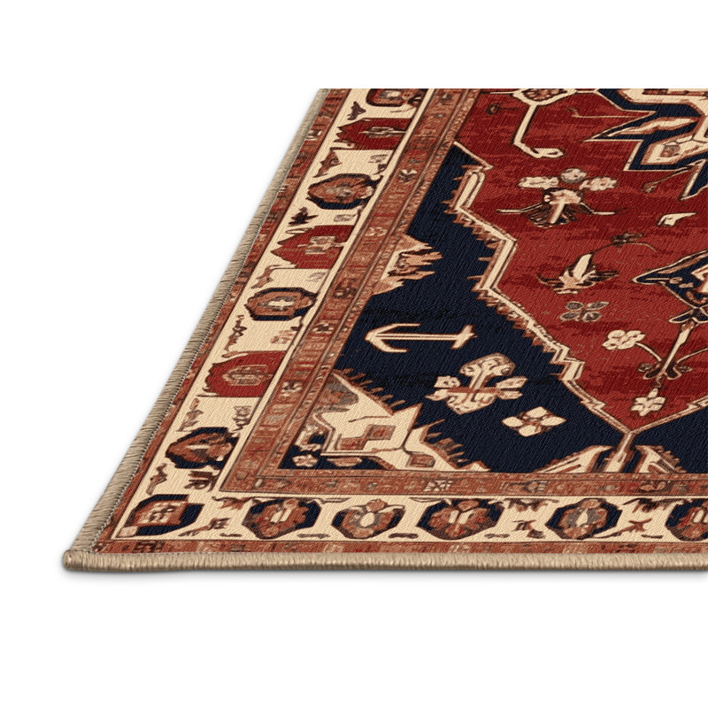 Machine Washable Persian Brown Area Rug, Round 5'