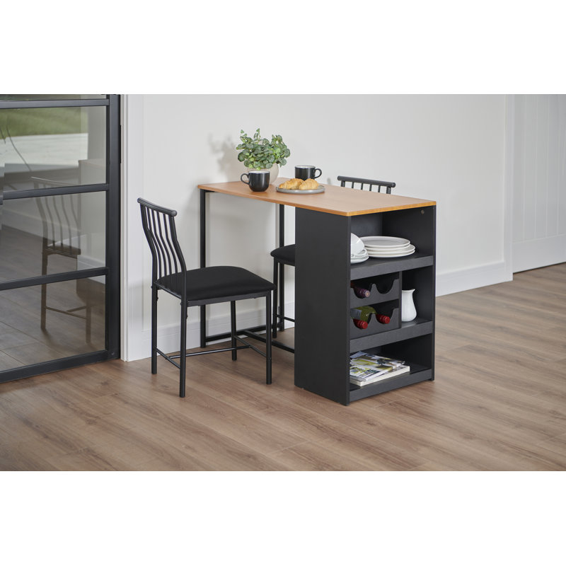 Mahvesh Compact Kitchen Island Dining Set, Black