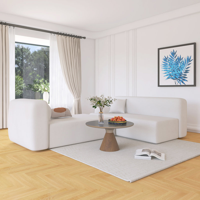 Modern Large L-Shape Modular Sectional Sofa For Living Room, Beige Polyester