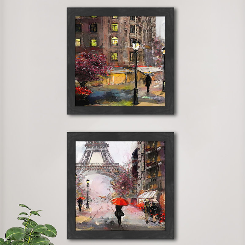 Ensemble de 2 peintures encadrées