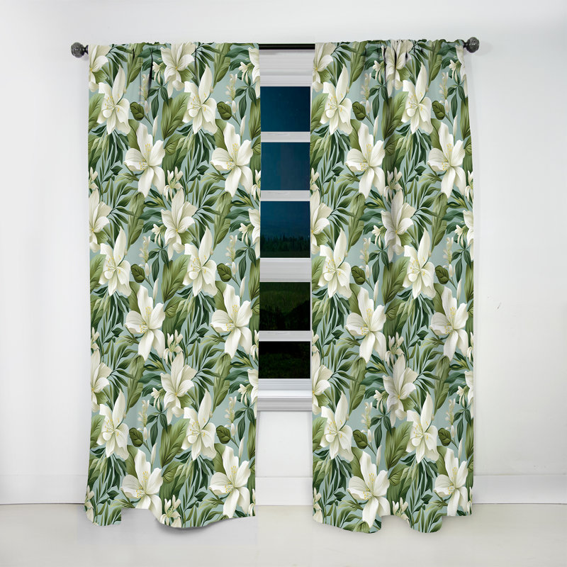 Leonardo Leafy Tranquility - motif tropical II - Rideau tropical - Velours obscurcissant - 1 panneau, L 52 po x L 63 po