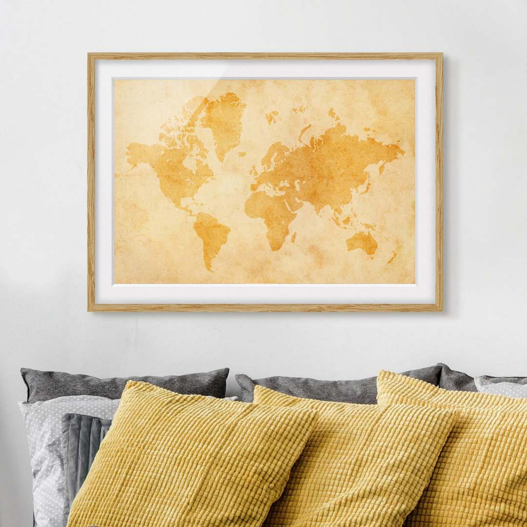 Gerahmtes Poster Vintage World Map