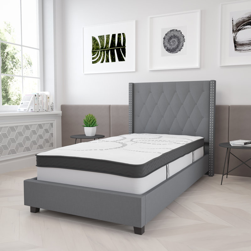 Matelas à ressorts ensachés hybride de 12 po Weinman avec coussin et coussin, Simple
