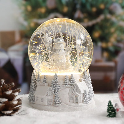 Boule à neige musicale de Noël, bonhomme de neige, boule à neige lumineuse DEL à couleurs changeantes, neige scintillante tourbillonnante automatique, décoration de table scène de village d'hiver, décoration et cadeau de Noël
