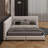 Linen Upholstered Floor Bed With USB Ports And Wood Slat Support-311912671