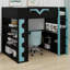 Lit mezzanine avec bureau Pro Gamer, lumières RVB, tablettes, panneau perforé et tiroir-384003122