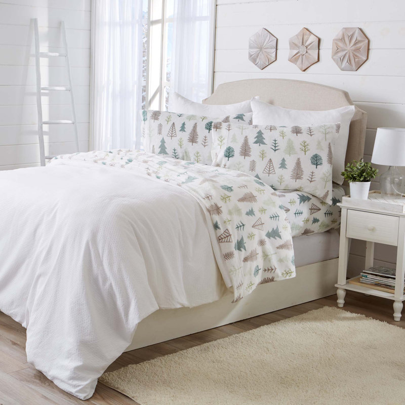 Ultra Soft Micro Plush Velvet Solid Sheet Sets, Queen, Trees