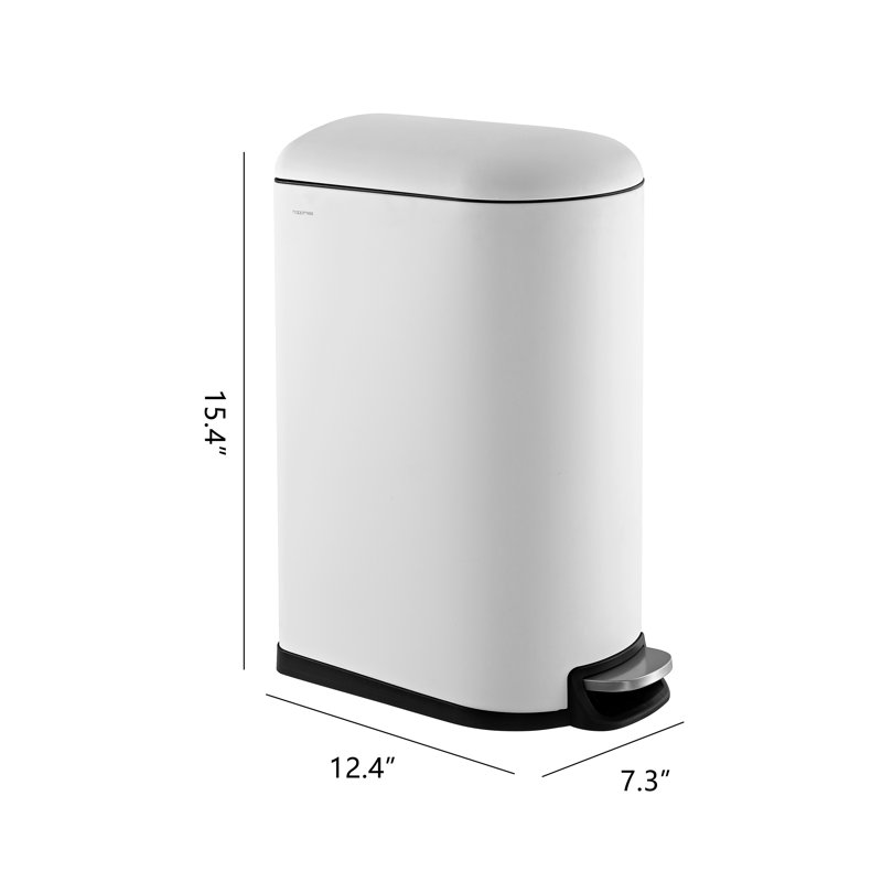 White Stainless Steel Fingerprint Resistant Step Trash Can