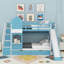 Lit superposé simple au-dessus d'un lit simple de style château avec 2 tiroirs, 3 tablettes et glissoire-1555882296-1575130231