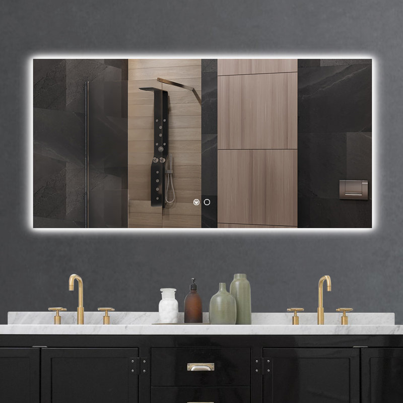 Miroir de salle de bain avec éclairage à DEL rétroéclairé sans cadre, 24 po x 48 po