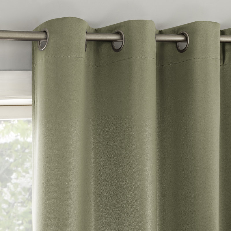Gheorghi Magnetic Closure Room Darkening Grommet Curtain Panel Pair, 54" W x 96" L, Sage Green