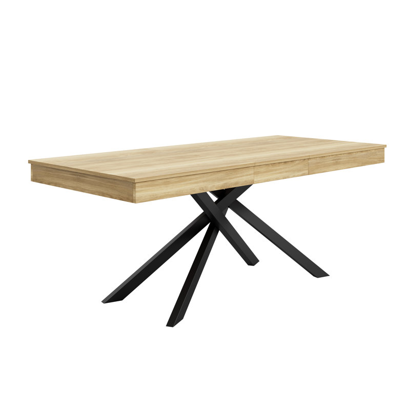 Extendable Metal Base Dining Table, Brown