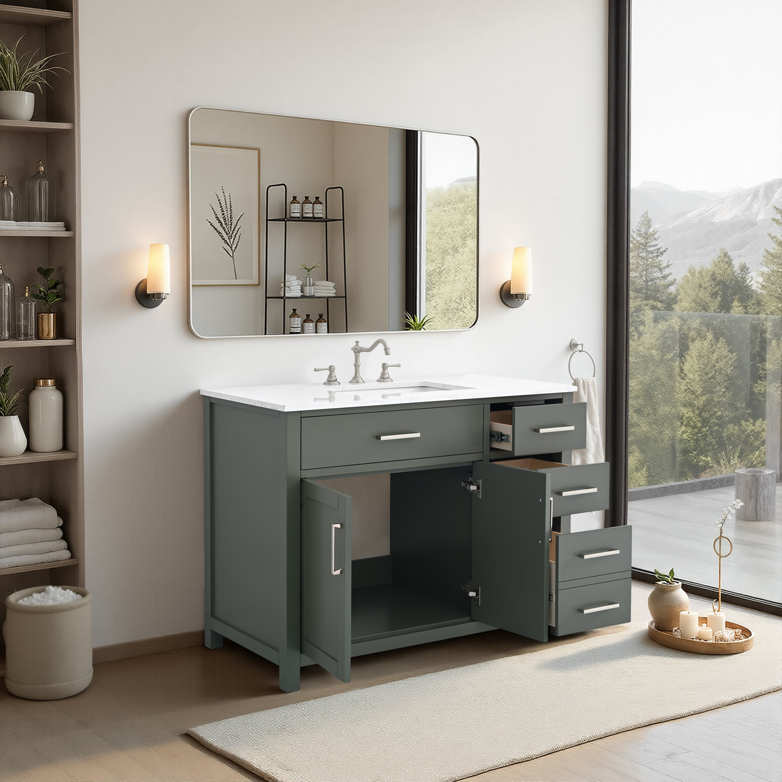 Shamar 42" Single Bathroom Vanity, Vintage Green