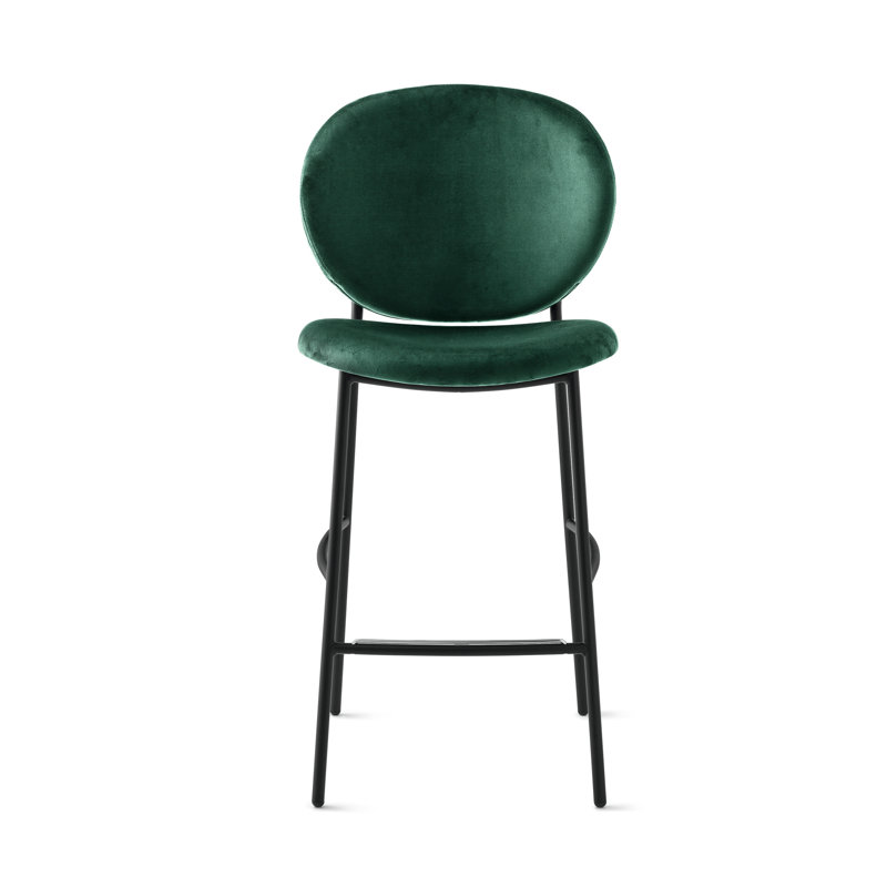 Inès Upholstered Stool with Metal Frame, Forest Green