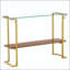 Console moderne 43 po Mid-Century avec plateau en verre et cadre doré