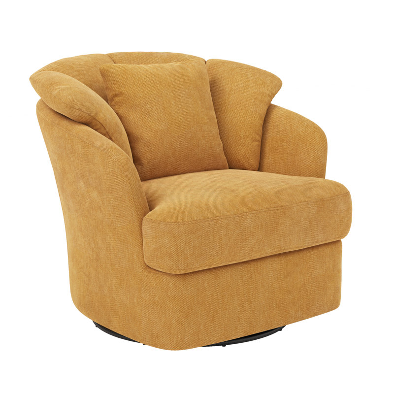 Meryl 32'' Wide Upholstered Swivel Barrel Chair, Yellow