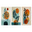 «Blue and Orange Bohemian Minimalist Geometric Plant - Abstract Botanical», art mural encadré 3 pièces-129072867-129072871