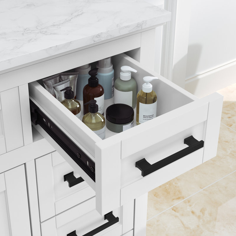 White 48'' Single Bathroom Vanity with Engineered Marble Top