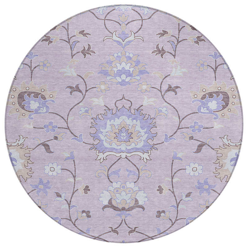Machine Washable Indoor/Outdoor Mattera ACN2291 Global Rug, Round 8'