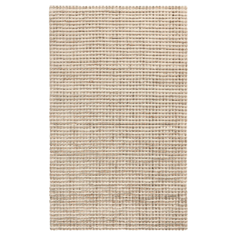 Herringbone Jute / Sisal Area Rug in Beige, Rectangle 5' x 8'