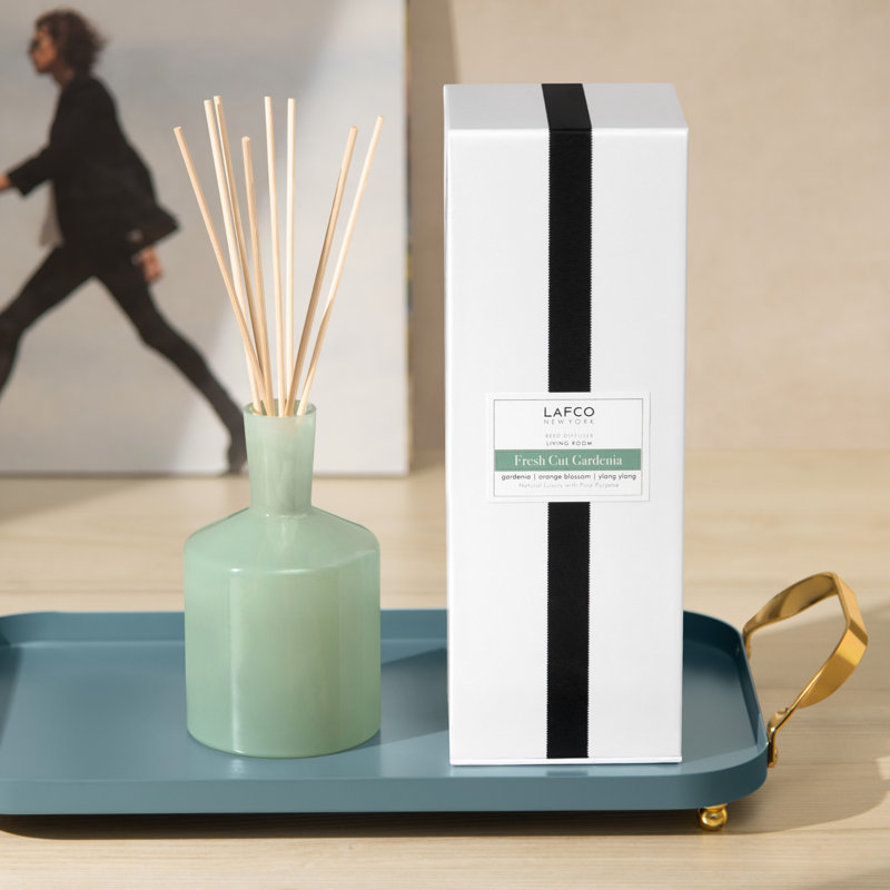 Diffuseur roseau, H 5,5 po x l 3 po x P 3 po, Vert, Gardénia fraîchement coupée