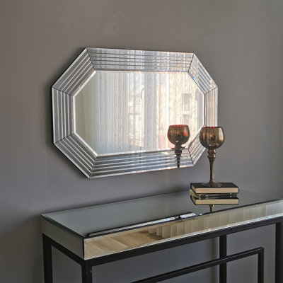 Modern Silver Wall Mirror, 39.4 x 23.6 x 0.9 inches | 100% MDF, Adjustable Horizontally & Vertically | Stylish Solid Color Design, Perfect for Home Décor & Enhancing Space | Assembled & Ready to Hang