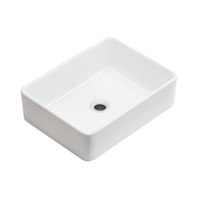 Lavabo vasque rectangulaire de 19 pouces, lavabo de salle de bain moderne au-dessus du comptoir - vasque rectangulaire en céramique blanche pour meuble-lavabo