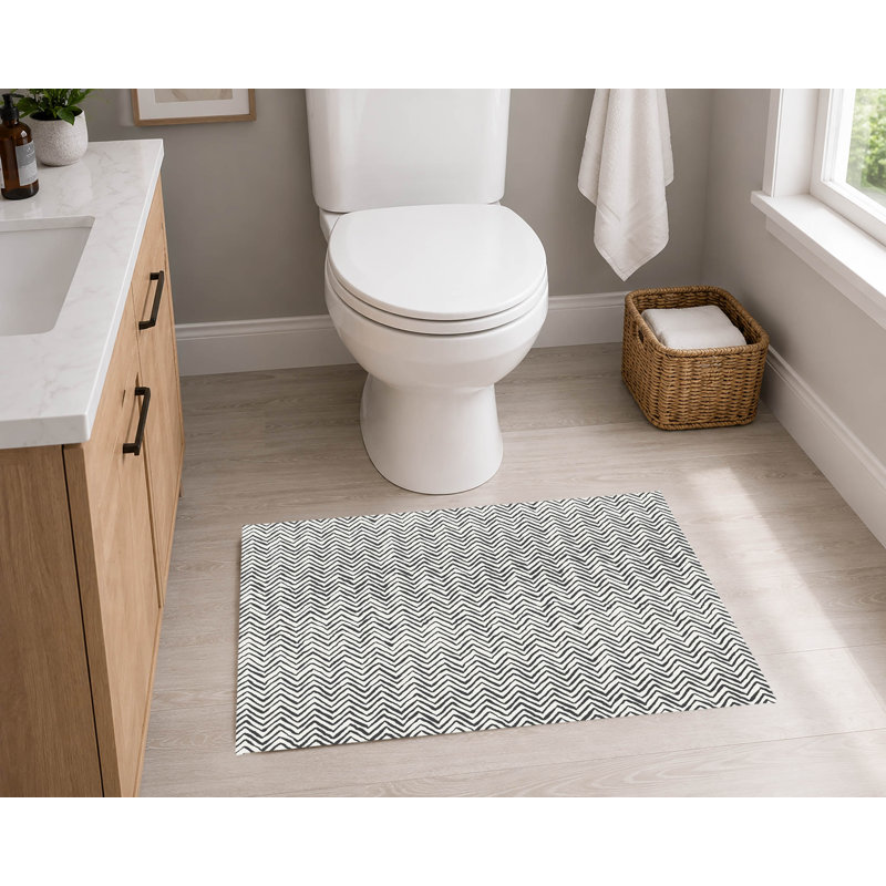 Tapis de toilette rectangulaire antidérapant à chevrons