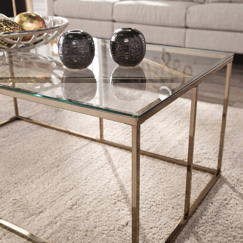 Contemporary Glass-Top Cocktail Table