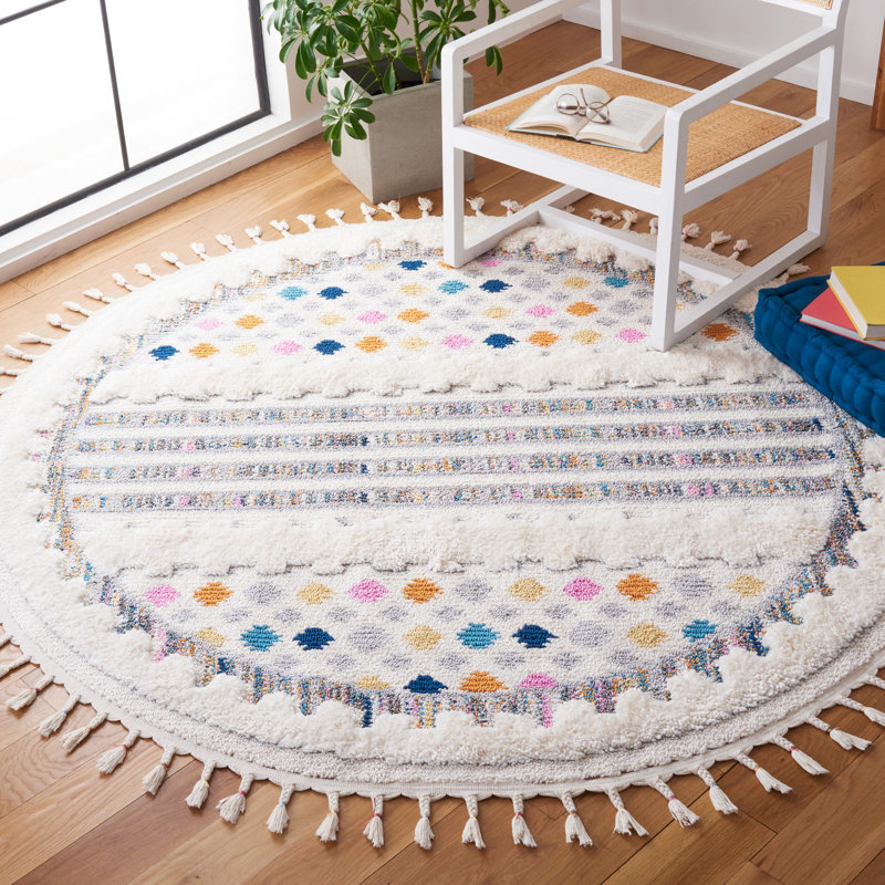 Tapis marocain à poils longs performance Performance, Rond 6 pi 7 po