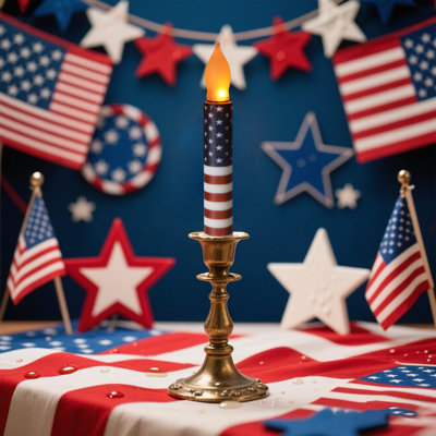 4th of July Decorations Independence Day Flag Long LED Candle Light LED Candles Lights