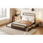 Grand lit plateforme en bois avec lit gigogne et 2 tiroirs, espresso